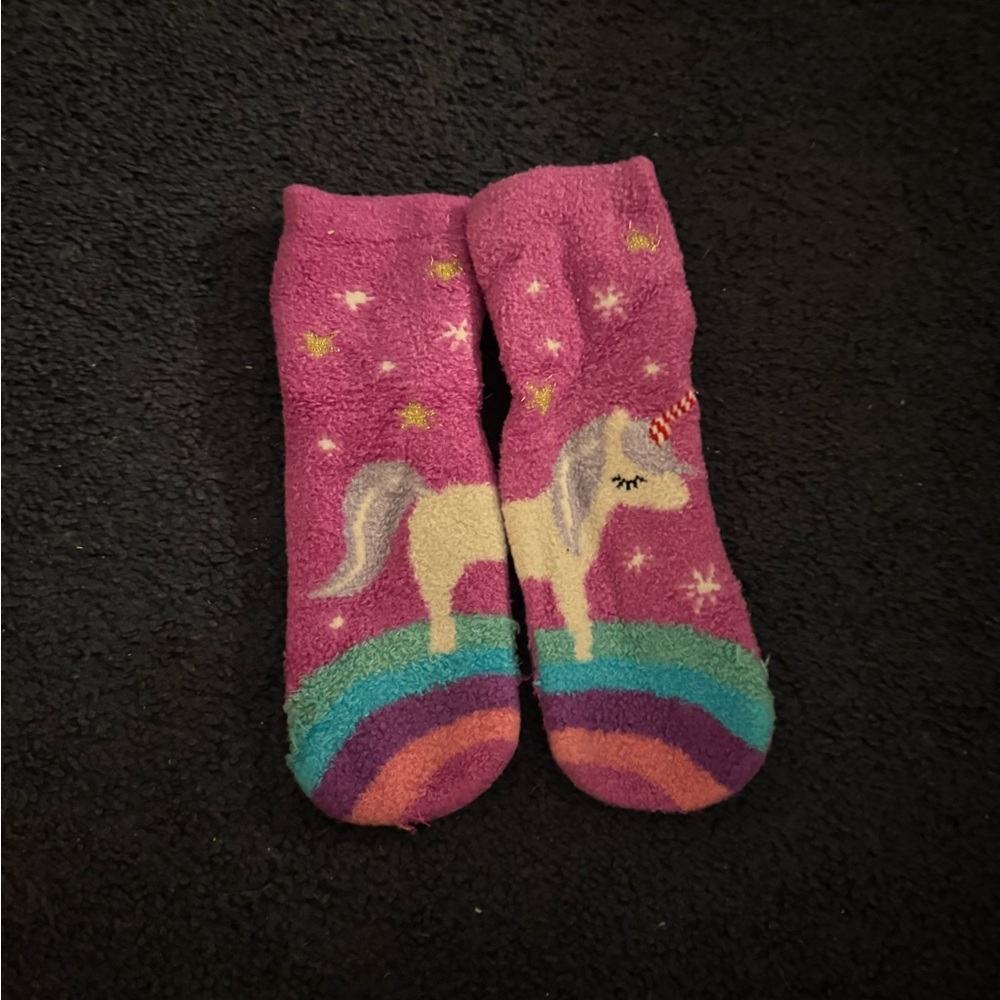 Pink Unicorn Fuzzy Socks